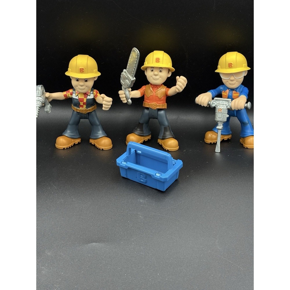 BOB The BUILDER Construction Action Figures Set Of 3 Hard Hat Tools Drills 5 In